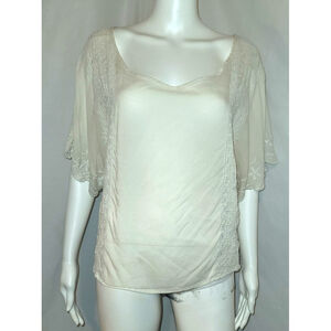 American Eagle Short Sleeve Semi-Sheer Crop Top - Size M